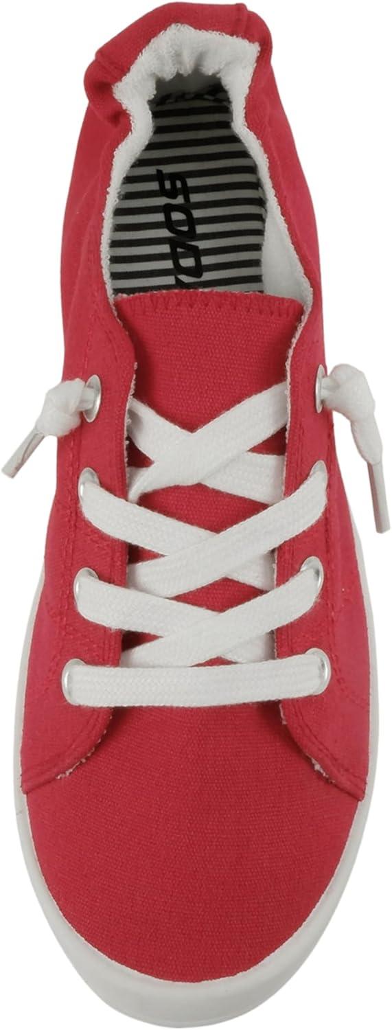 imageSoda Flat Women Shoes Linen Canvas Slip On Sneakers Lace Up Style Loafers ZigSRed