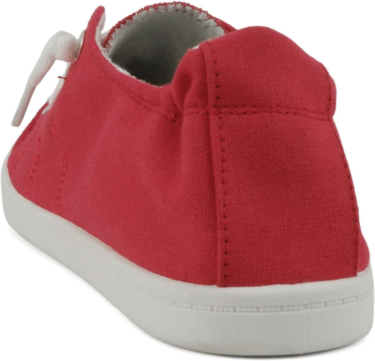 imageSoda Flat Women Shoes Linen Canvas Slip On Sneakers Lace Up Style Loafers ZigSRed