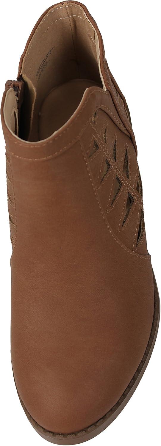 imageSoda Girls Triangle Cutout Side Chunky Stacked Heel Ankle BootTan