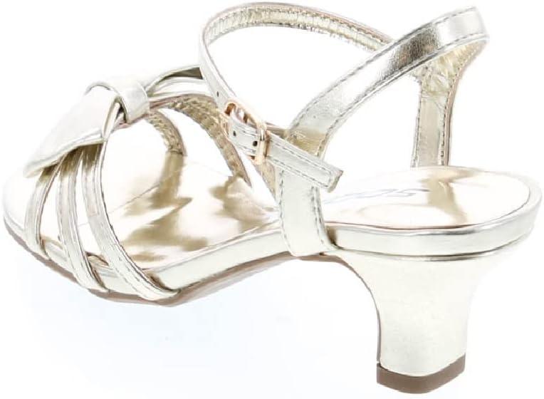imageSoda Girly2 Childrens Girls Open Toe Slingback Block High Heel SandalsGold Pu