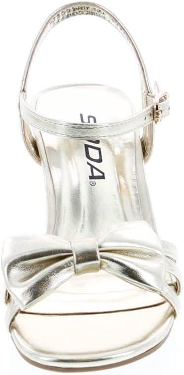 imageSoda Girly2 Childrens Girls Open Toe Slingback Block High Heel SandalsGold Pu