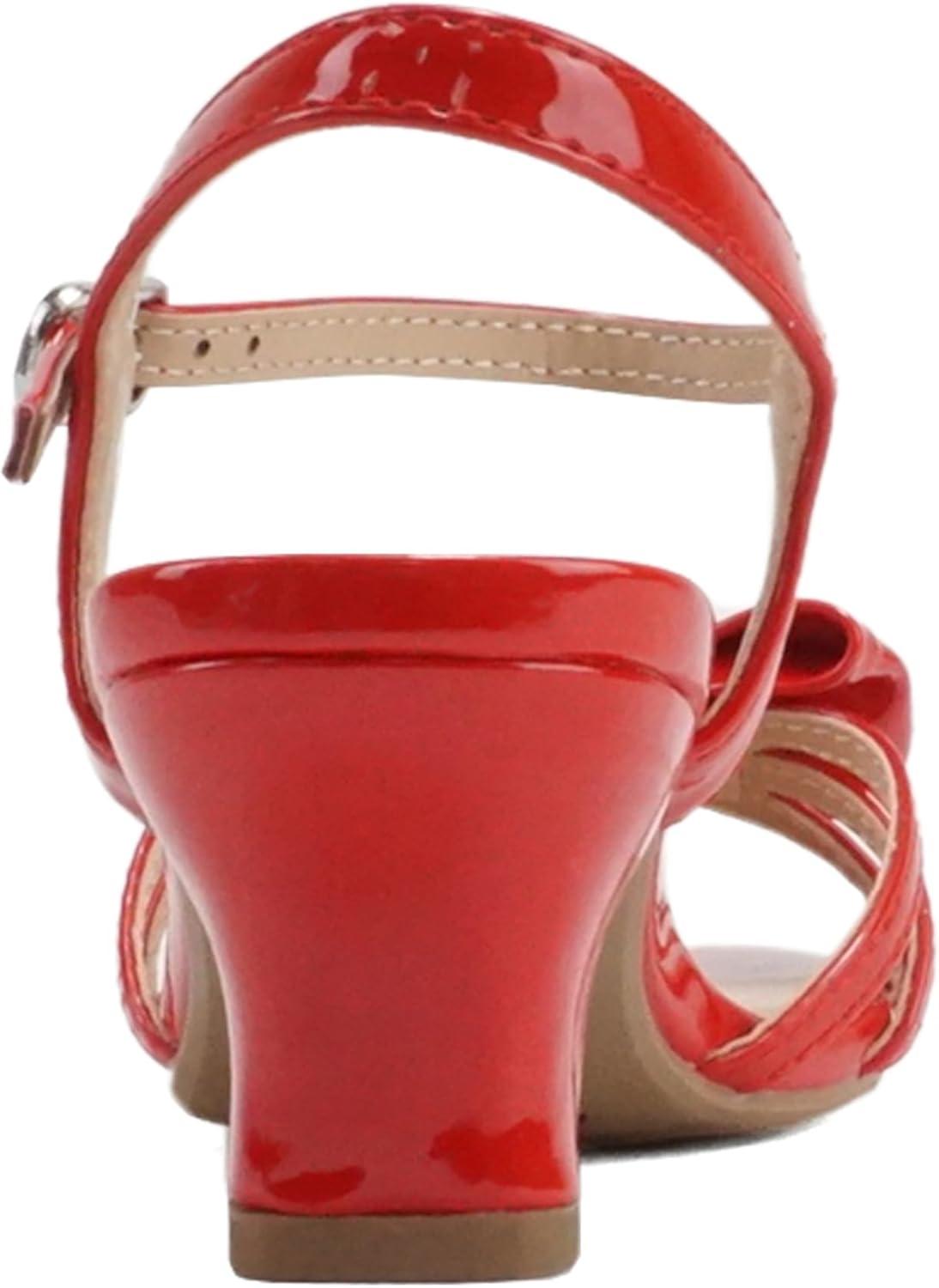 imageSoda Girly2 Childrens Girls Open Toe Slingback Block High Heel SandalsRed Patent