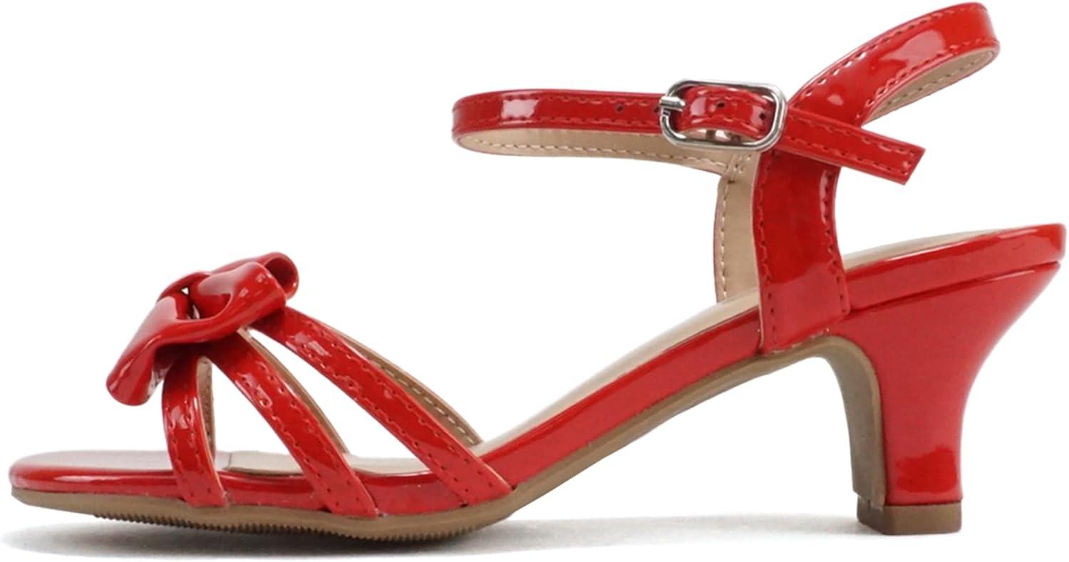 imageSoda Girly2 Childrens Girls Open Toe Slingback Block High Heel SandalsRed Patent