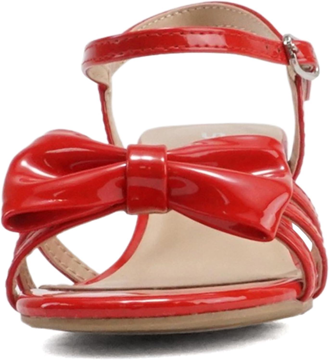 imageSoda Girly2 Childrens Girls Open Toe Slingback Block High Heel SandalsRed Patent