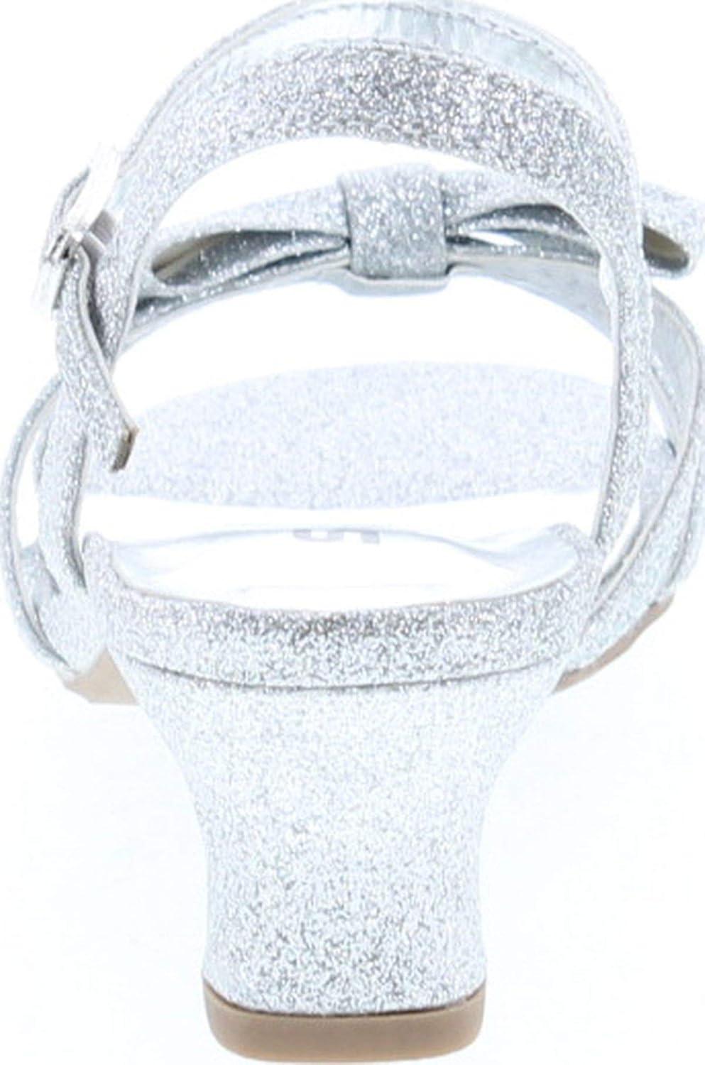 imageSoda Girly2 Childrens Girls Open Toe Slingback Block High Heel SandalsSilver Glt