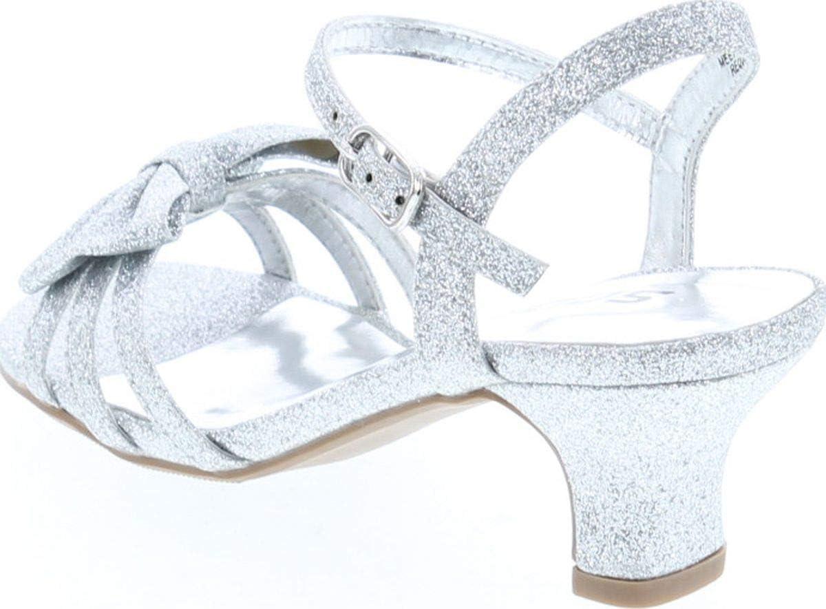 imageSoda Girly2 Childrens Girls Open Toe Slingback Block High Heel SandalsSilver Glt