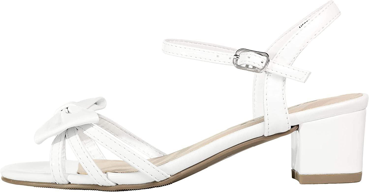 imageSoda Girly2 Childrens Girls Open Toe Slingback Block High Heel SandalsWhite