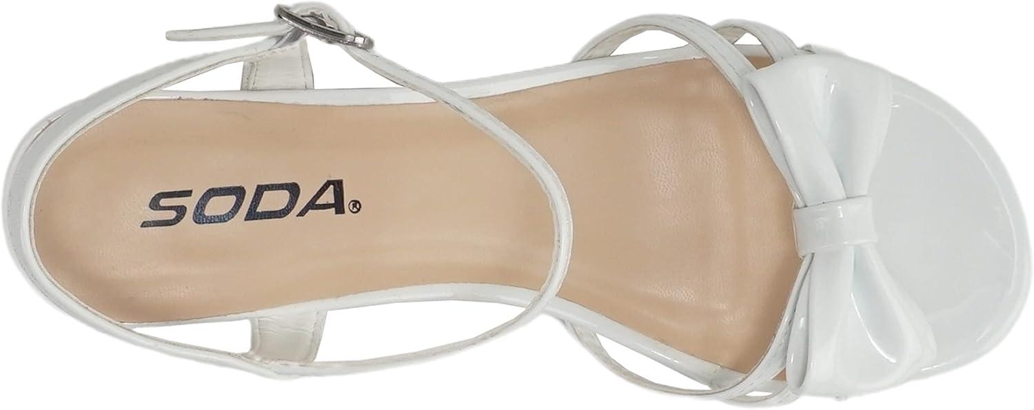 imageSoda Girly2 Childrens Girls Open Toe Slingback Block High Heel SandalsWhite Patent