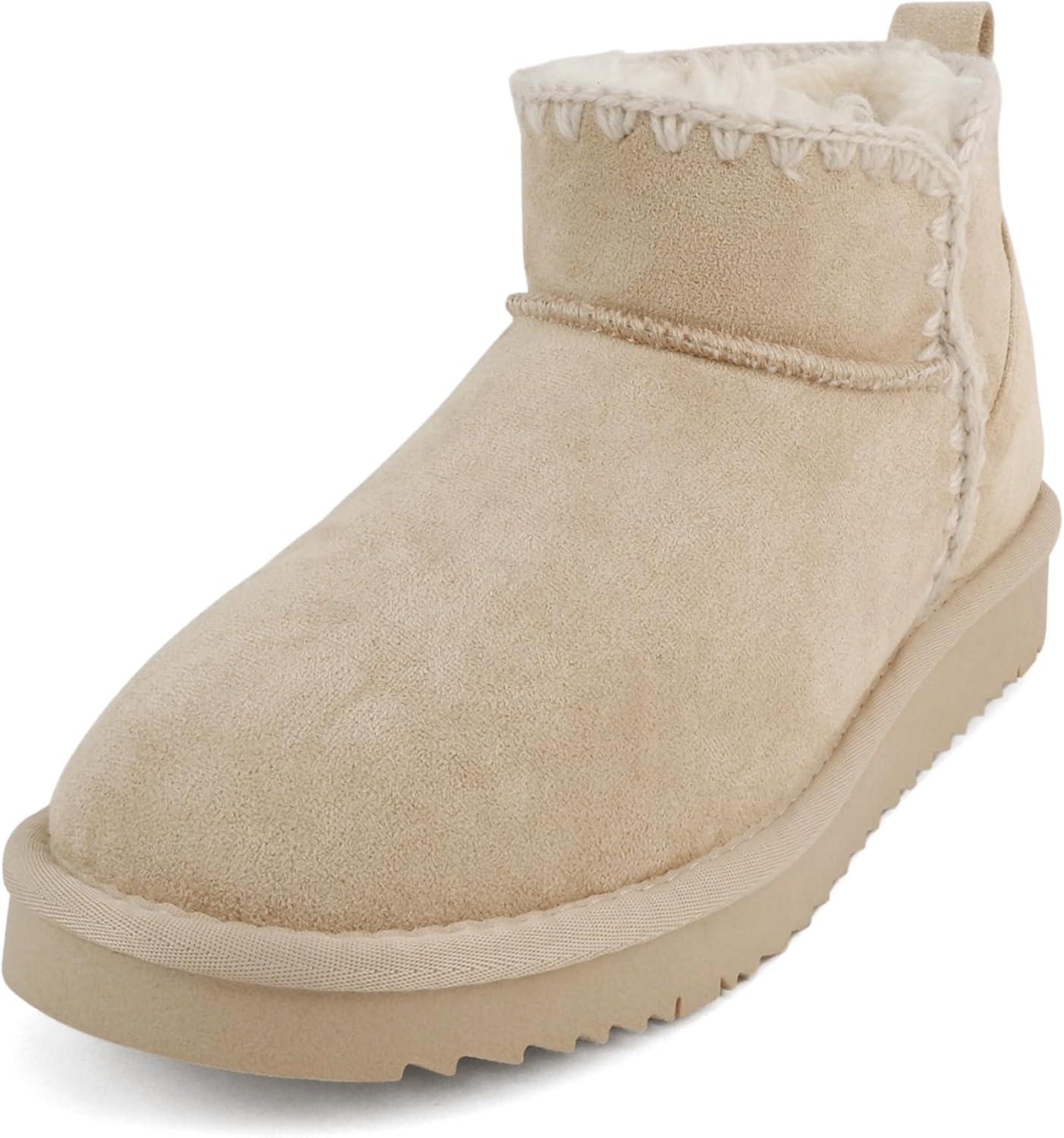 imageSoda Groove  Women Round Toe Lug Sole Low Flatform Sherpalined Ankle Bootie with Stitch DetailLow Oat Imsu