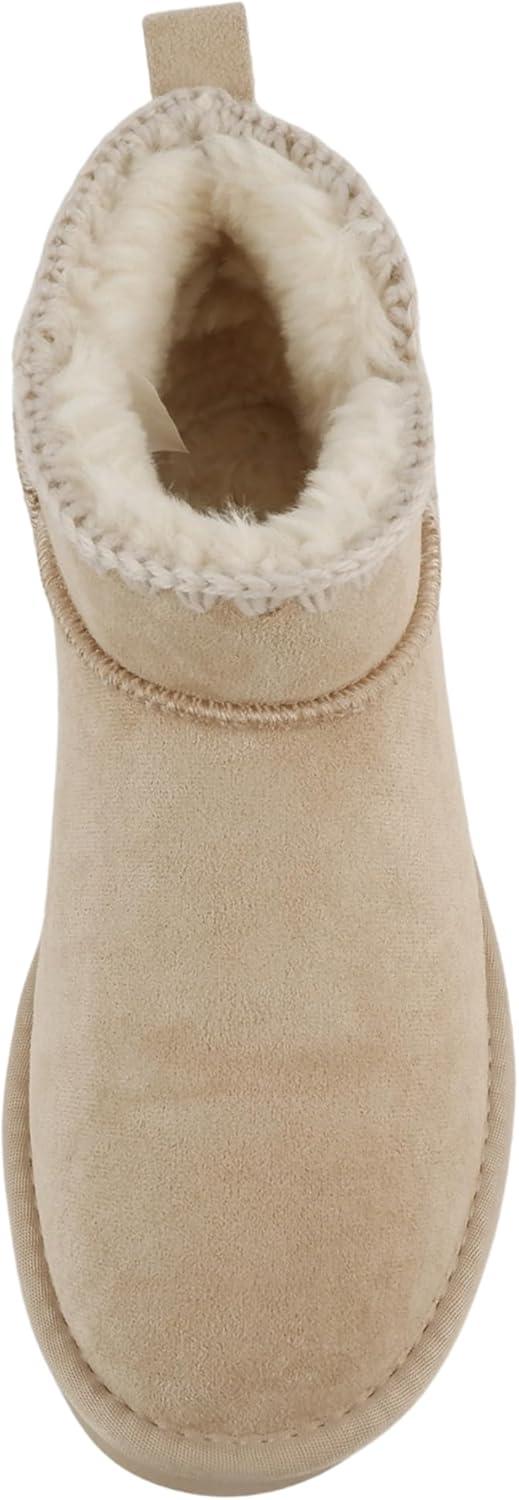 imageSoda Groove  Women Round Toe Lug Sole Low Flatform Sherpalined Ankle Bootie with Stitch DetailLow Oat Imsu