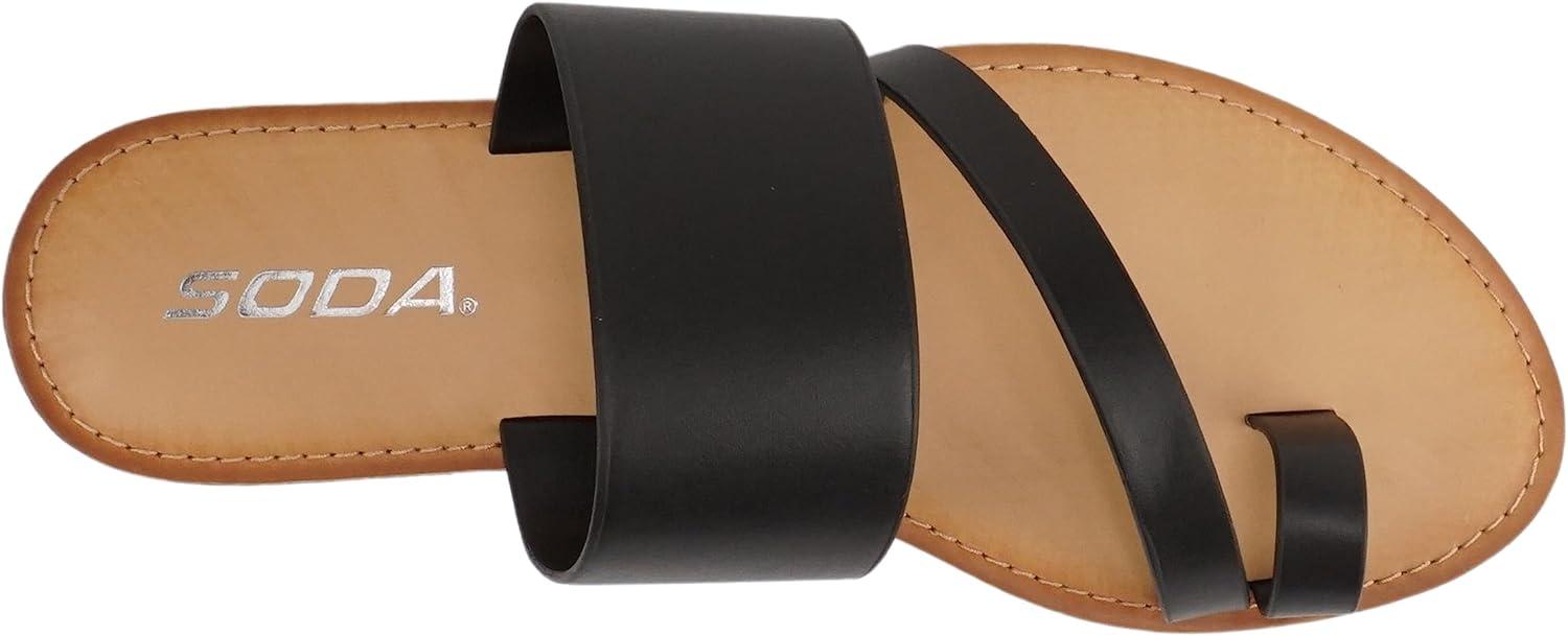 imageSoda Joan Womens Open Toe Slip On Flip Flop SandalsBlack