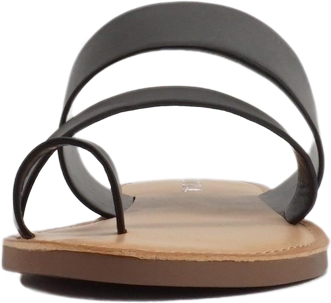imageSoda Joan Womens Open Toe Slip On Flip Flop SandalsBlack