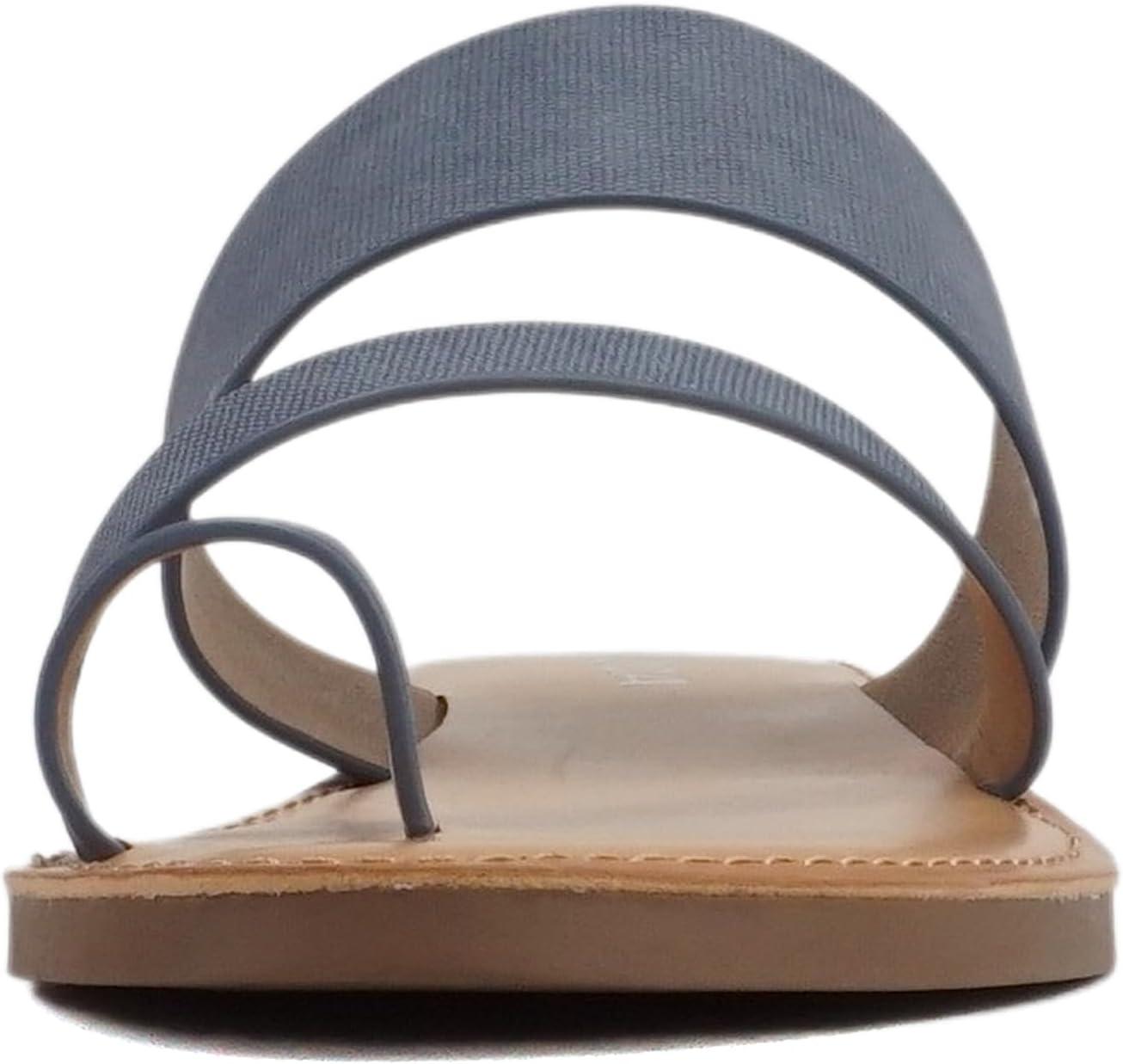 imageSoda Joan Womens Open Toe Slip On Flip Flop SandalsDenim Blue