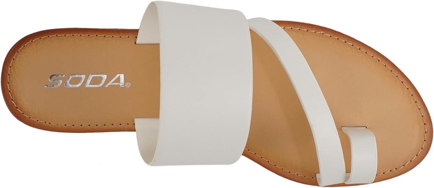 imageSoda Joan Womens Open Toe Slip On Flip Flop SandalsWhite
