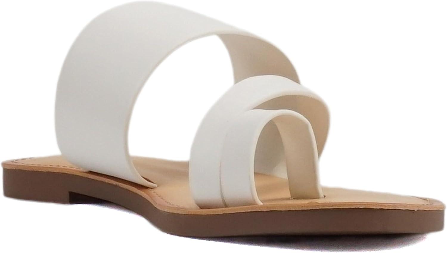 imageSoda Joan Womens Open Toe Slip On Flip Flop SandalsWhite