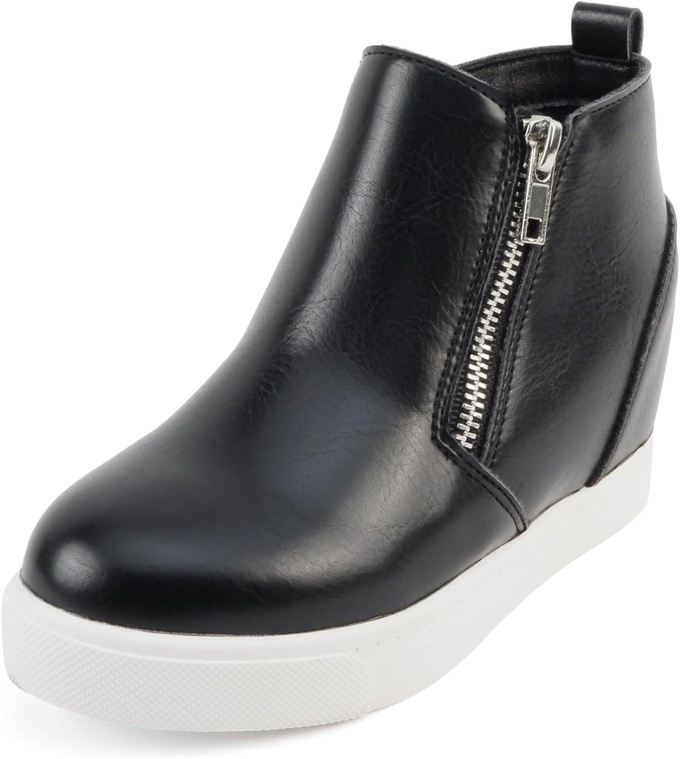 imageSoda KidsChildrenGirls Taylor2 Hidden Wedge Booties Fashion Sneaker Shoes Side ZipperBlack Pu