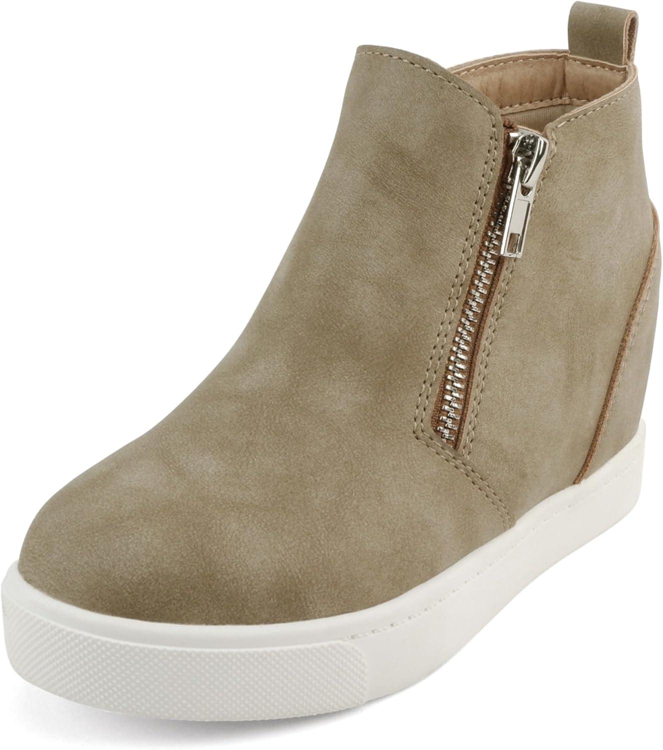 imageSoda KidsChildrenGirls Taylor2 Hidden Wedge Booties Fashion Sneaker Shoes Side ZipperTaupe Nbpu