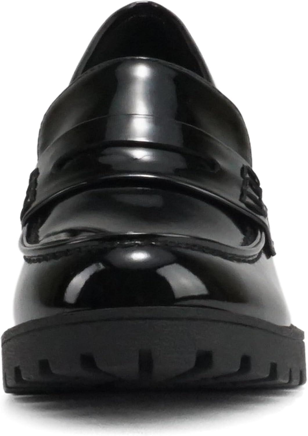 imageSoda Kinder  Women Slip On Chunky Mid Heel Lug Sole Penny Loafer ShoeBlack Patent