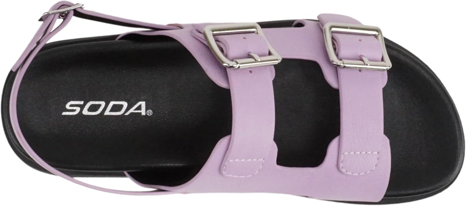 imageSoda Koala  Women Open Toe Double Buckle Strap Platform Sandal with Adjustable Ankle Strap