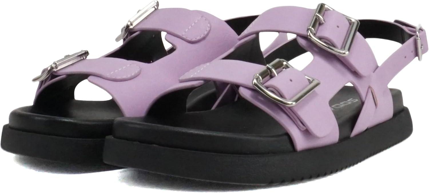 imageSoda Koala  Women Open Toe Double Buckle Strap Platform Sandal with Adjustable Ankle Strap