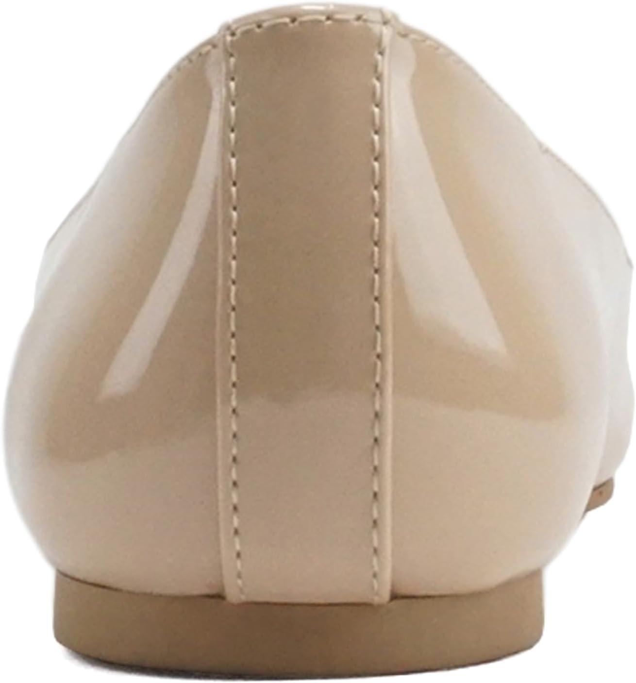 imageSoda Kreme Comfortable Basic Shoes Women Ballet Flat Round Toe Gel InsoleBeige Patent