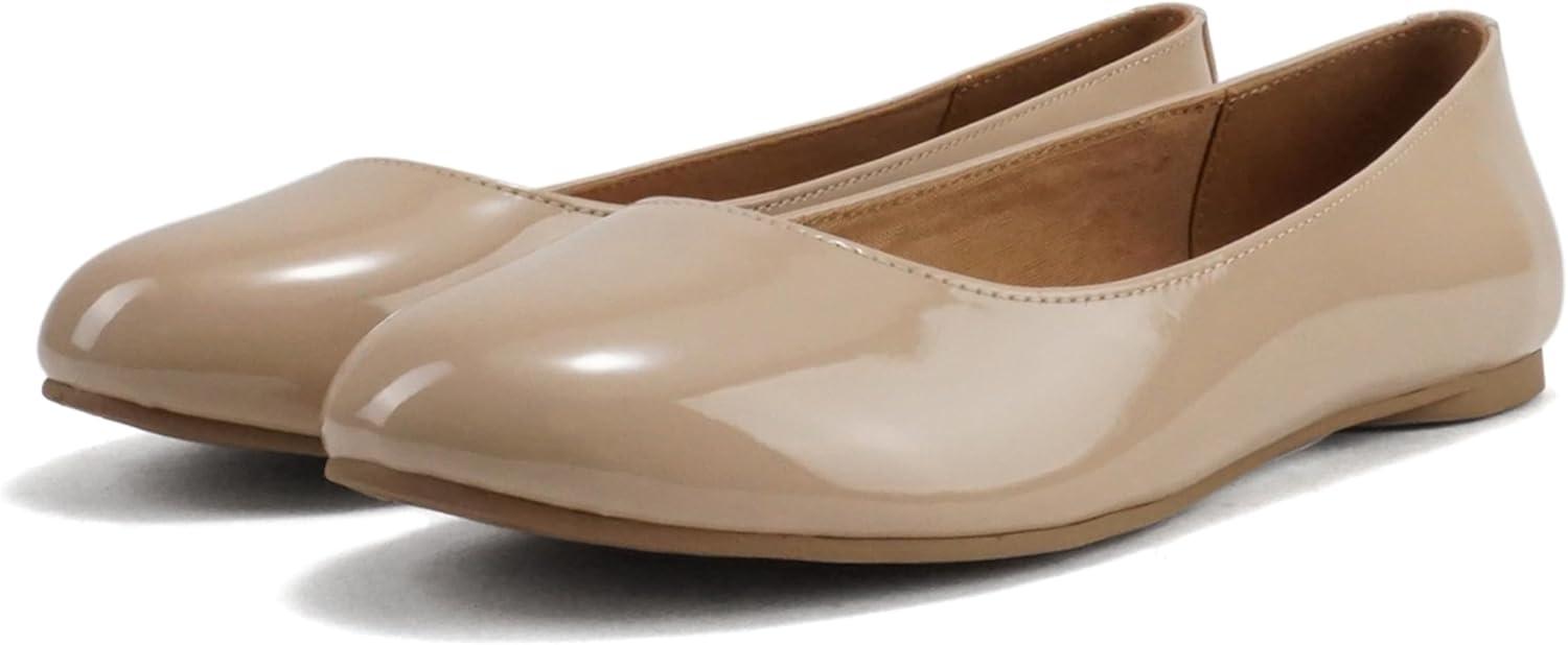 imageSoda Kreme Comfortable Basic Shoes Women Ballet Flat Round Toe Gel InsoleBeige Patent