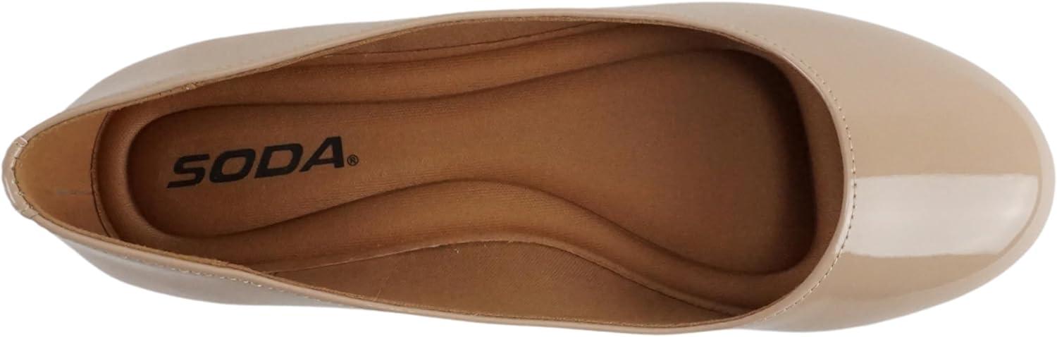 imageSoda Kreme Comfortable Basic Shoes Women Ballet Flat Round Toe Gel InsoleBeige Patent