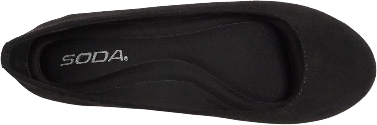 imageSoda Kreme Comfortable Basic Shoes Women Ballet Flat Round Toe Gel InsoleBlack Imitation Suede