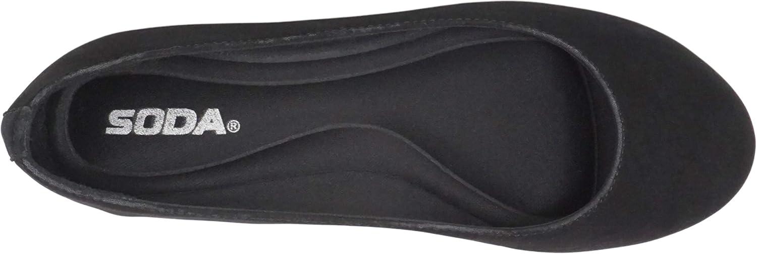 imageSoda Kreme Comfortable Basic Shoes Women Ballet Flat Round Toe Gel InsoleBlack Nubuck