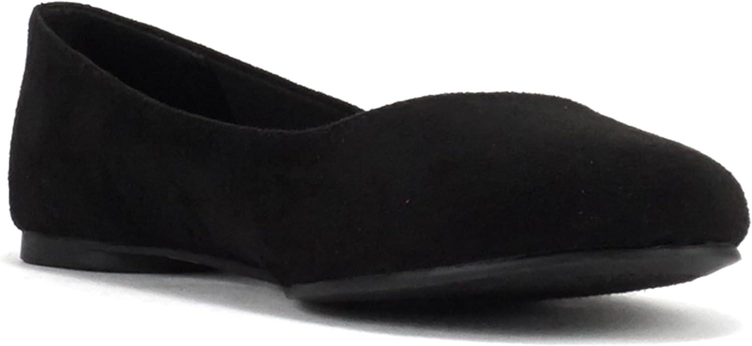 imageSoda Kreme Comfortable Basic Shoes Women Ballet Flat Round Toe Gel InsoleBlack Suede Nbpu