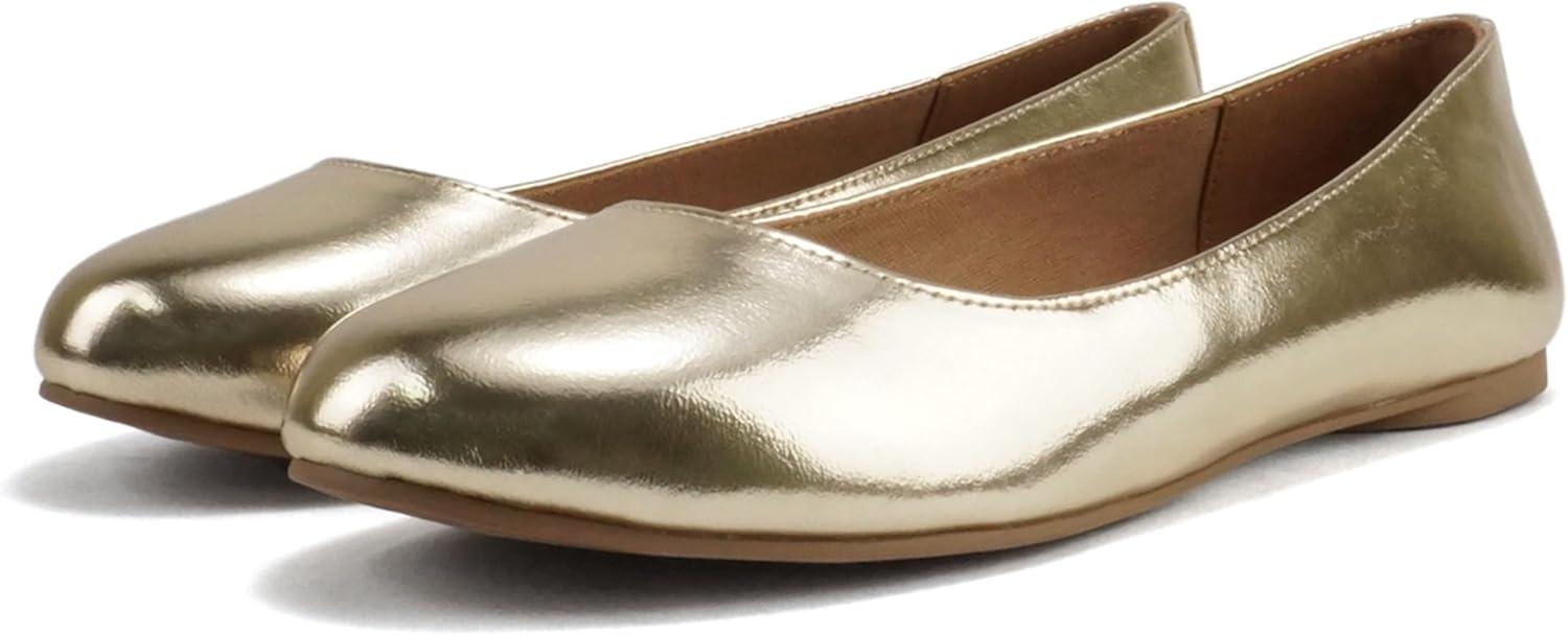 imageSoda Kreme Comfortable Basic Shoes Women Ballet Flat Round Toe Gel InsoleGold