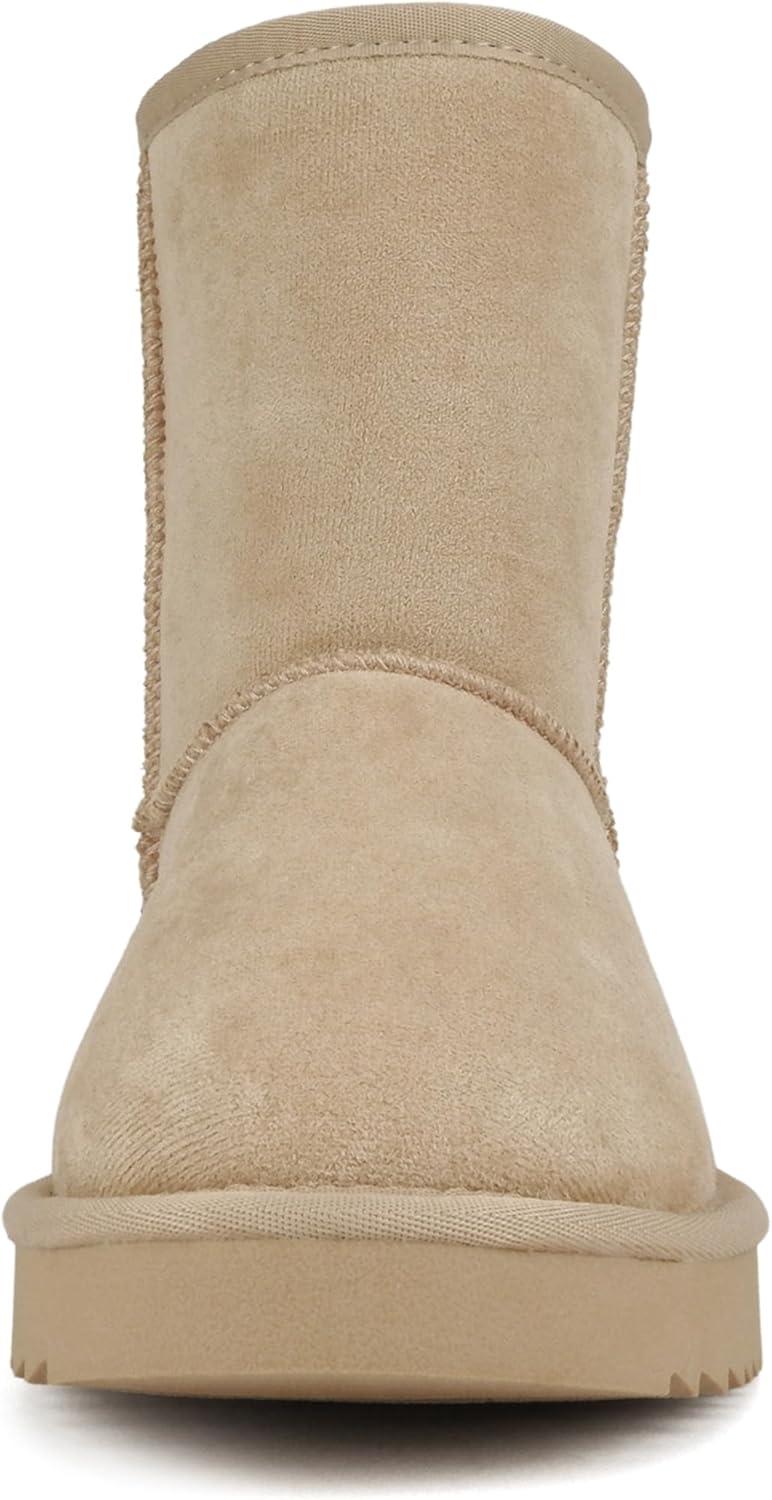 imageSoda Kuron  Women Round Toe Lug Sole Low Flatform Sherpalined Ankle BootOatmeal Imitation Suede