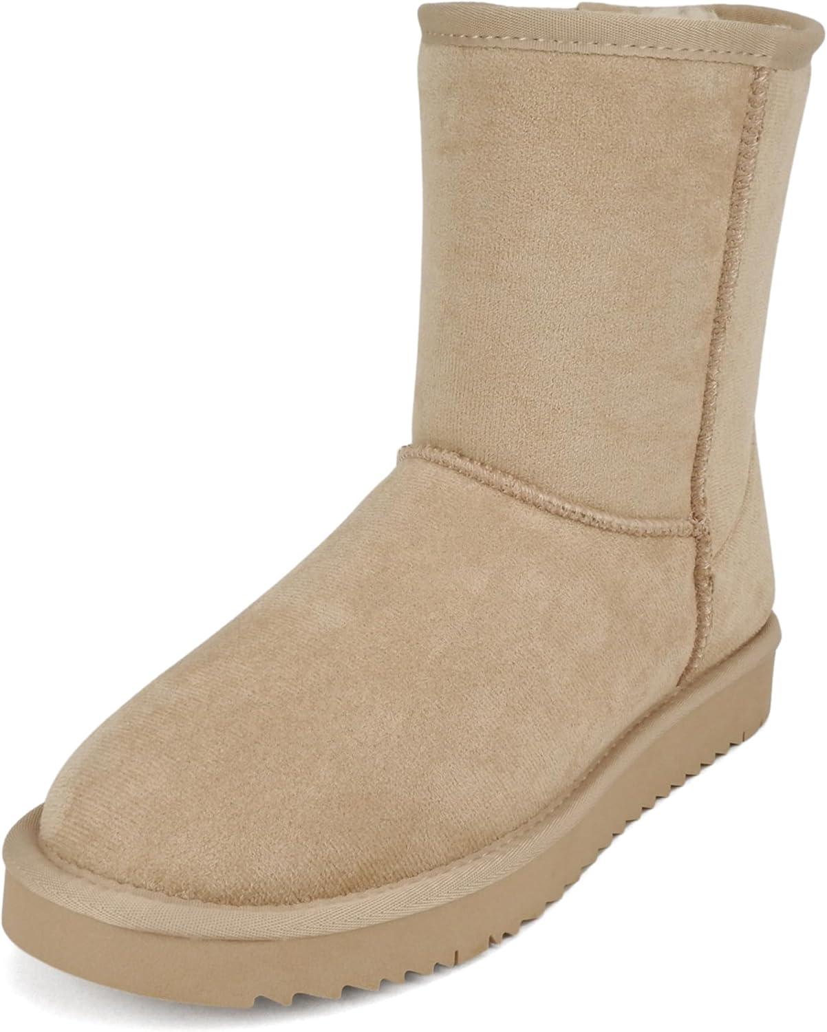 imageSoda Kuron  Women Round Toe Lug Sole Low Flatform Sherpalined Ankle BootOatmeal Imitation Suede