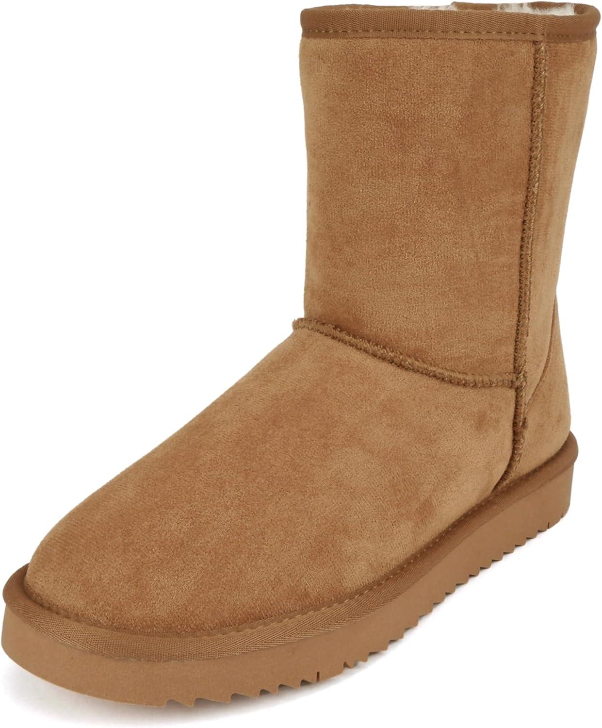imageSoda Kuron  Women Round Toe Lug Sole Low Flatform Sherpalined Ankle BootTan Imitation Suede