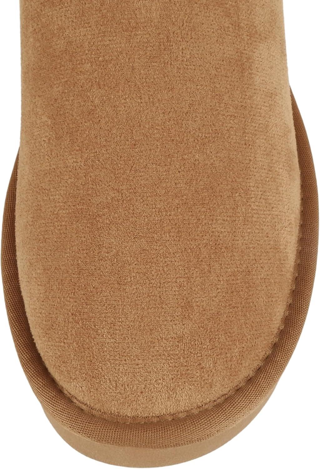 imageSoda Kuron  Women Round Toe Lug Sole Low Flatform Sherpalined Ankle BootTan Imitation Suede
