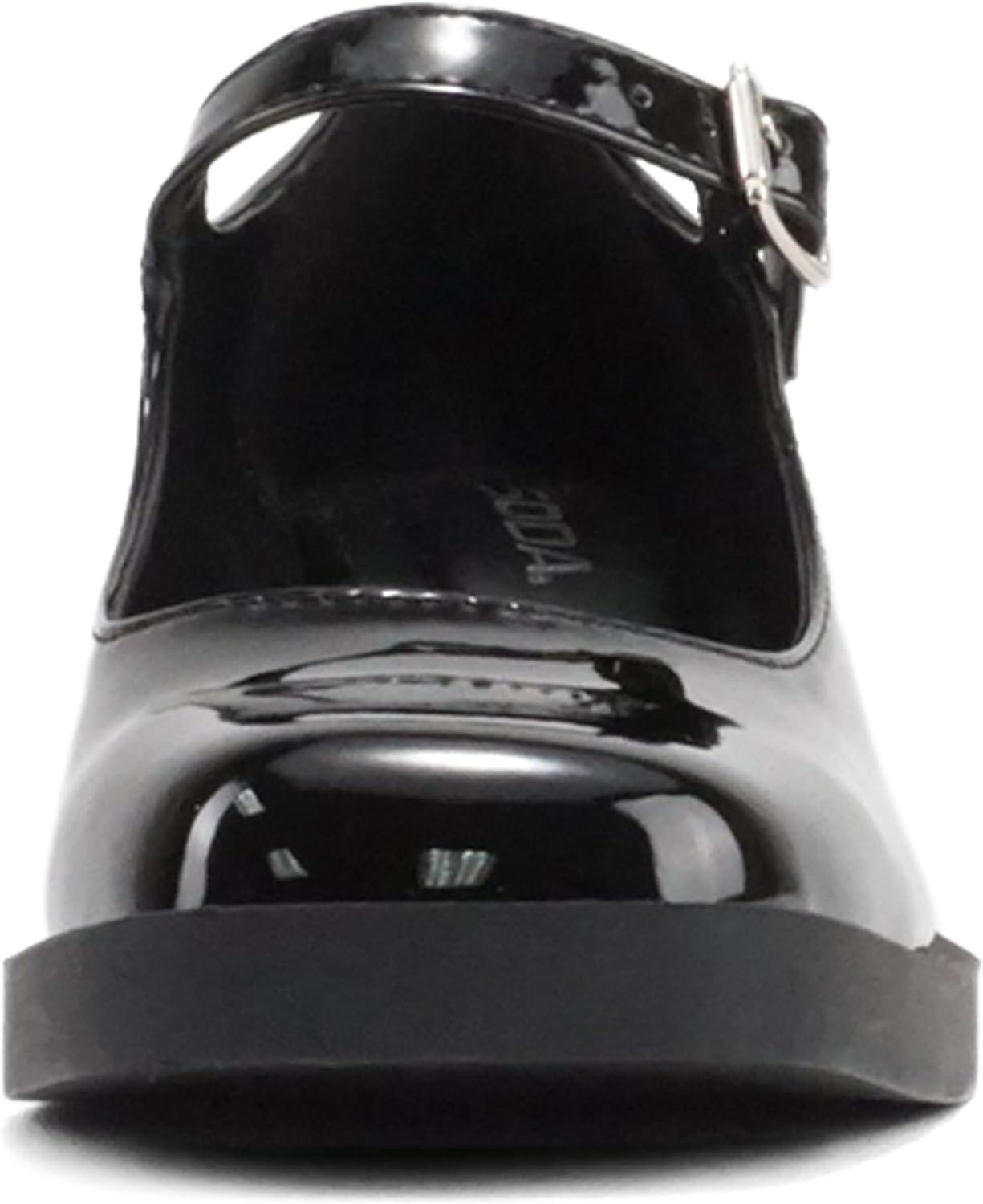 imageSoda Lance  Women Fashion Classic Mary Jane Pump Rounded Square Toe Low Block Heel ShoeBlack Pat