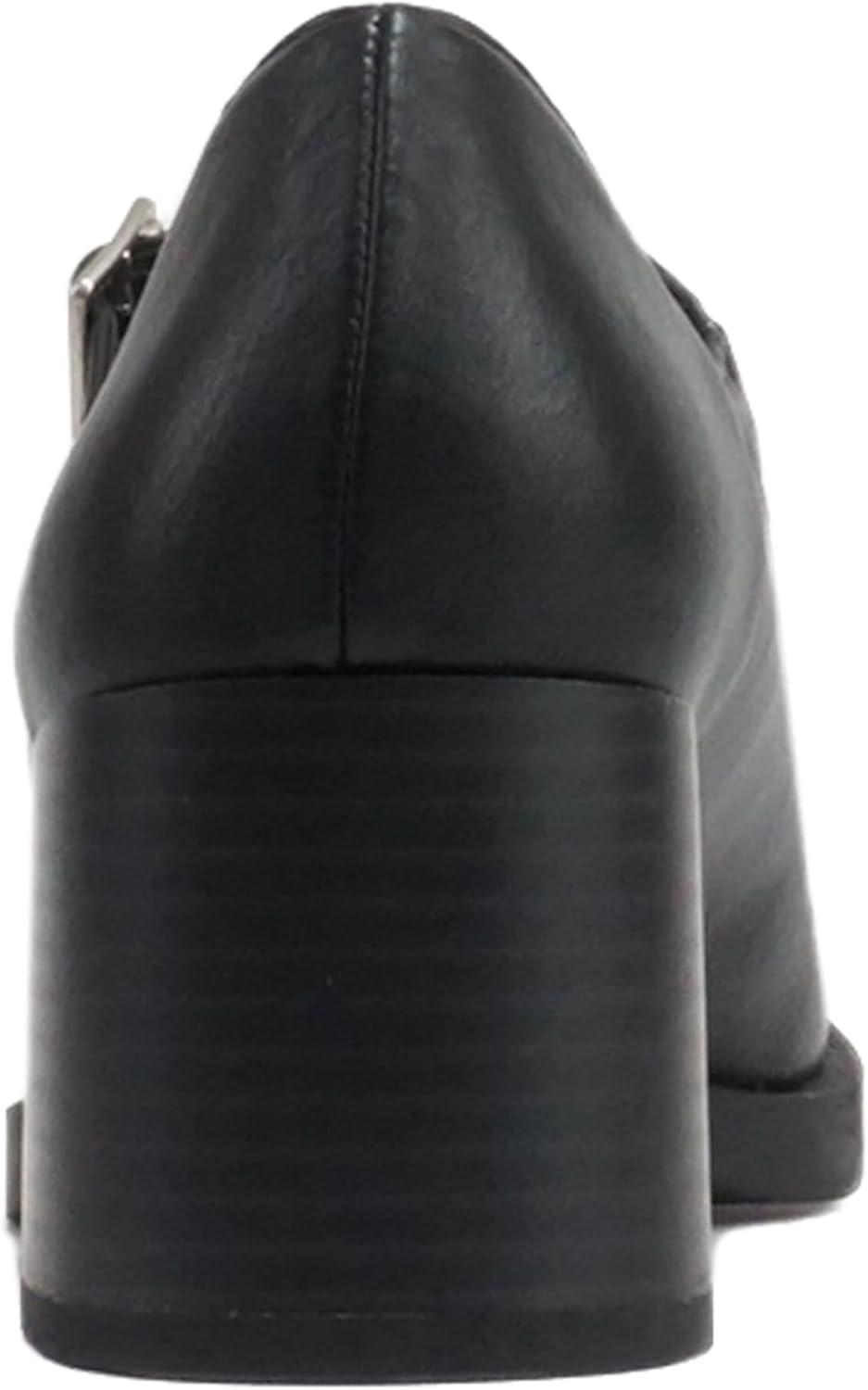 imageSoda Lance  Women Fashion Classic Mary Jane Pump Rounded Square Toe Low Block Heel ShoeBlack Pu