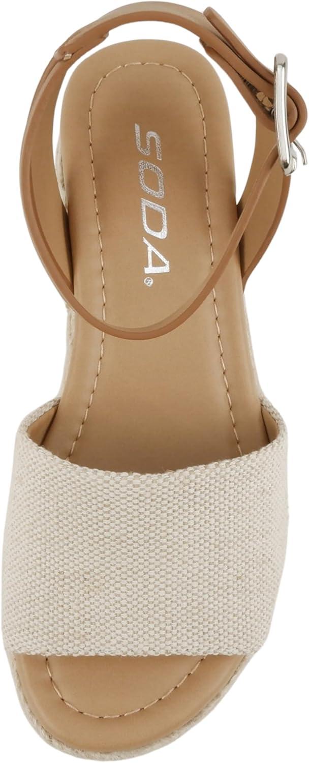 imageSoda Little KidsChildrenGirls TopicIIS Espadrille Flatform Wedge Open Toe SandalsBeige CanvasTan