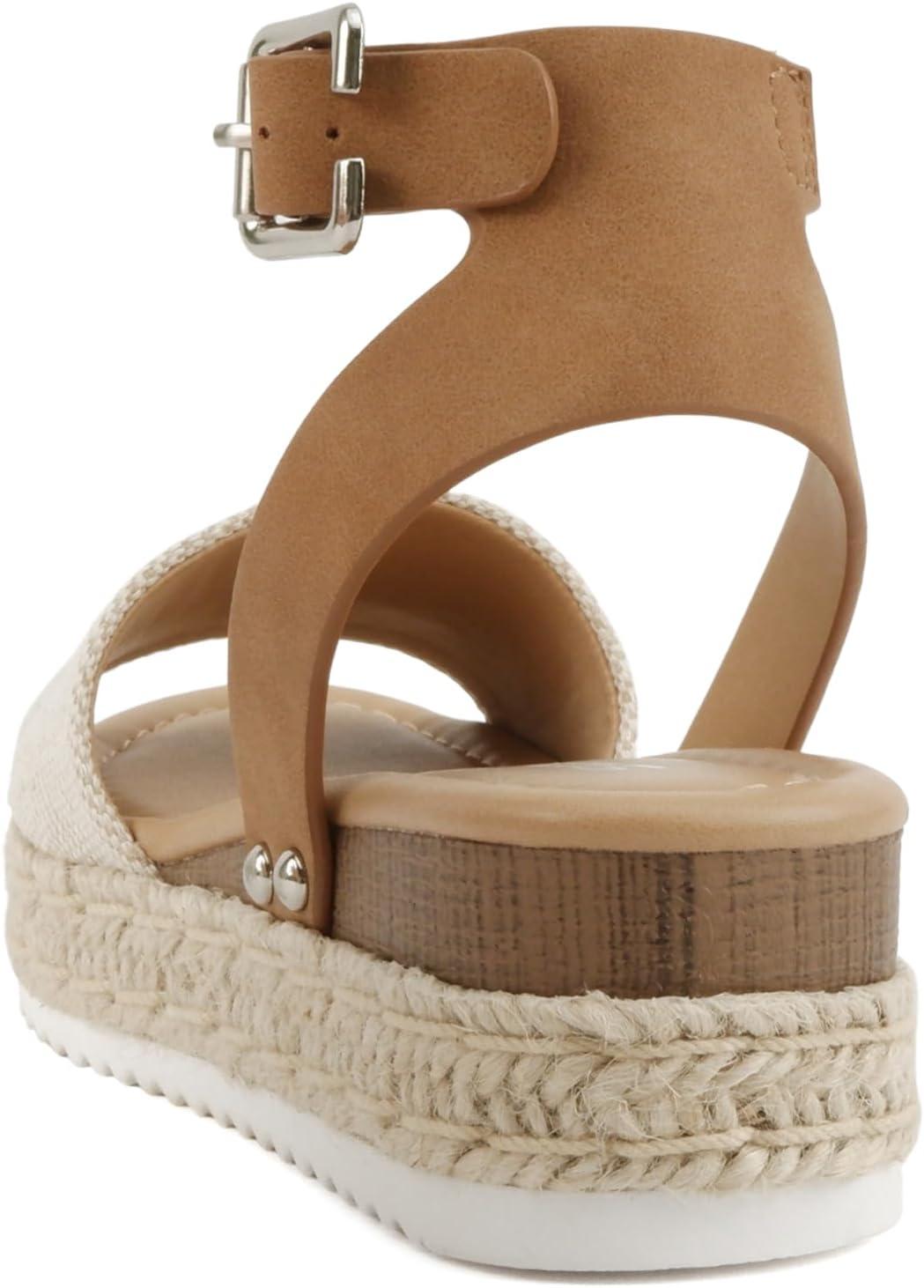 imageSoda Little KidsChildrenGirls TopicIIS Espadrille Flatform Wedge Open Toe SandalsBeige CanvasTan
