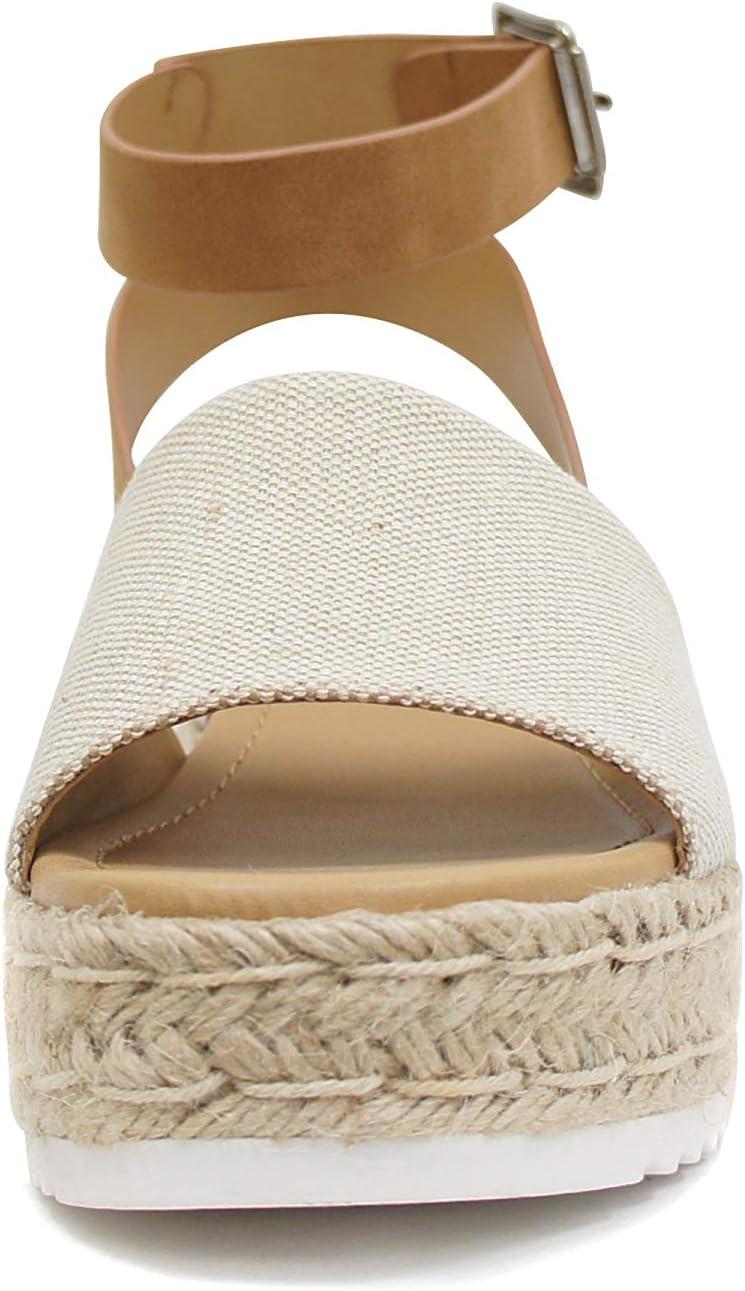 imageSoda Little KidsChildrenGirls TopicIIS Espadrille Flatform Wedge Open Toe SandalsBeige Tan