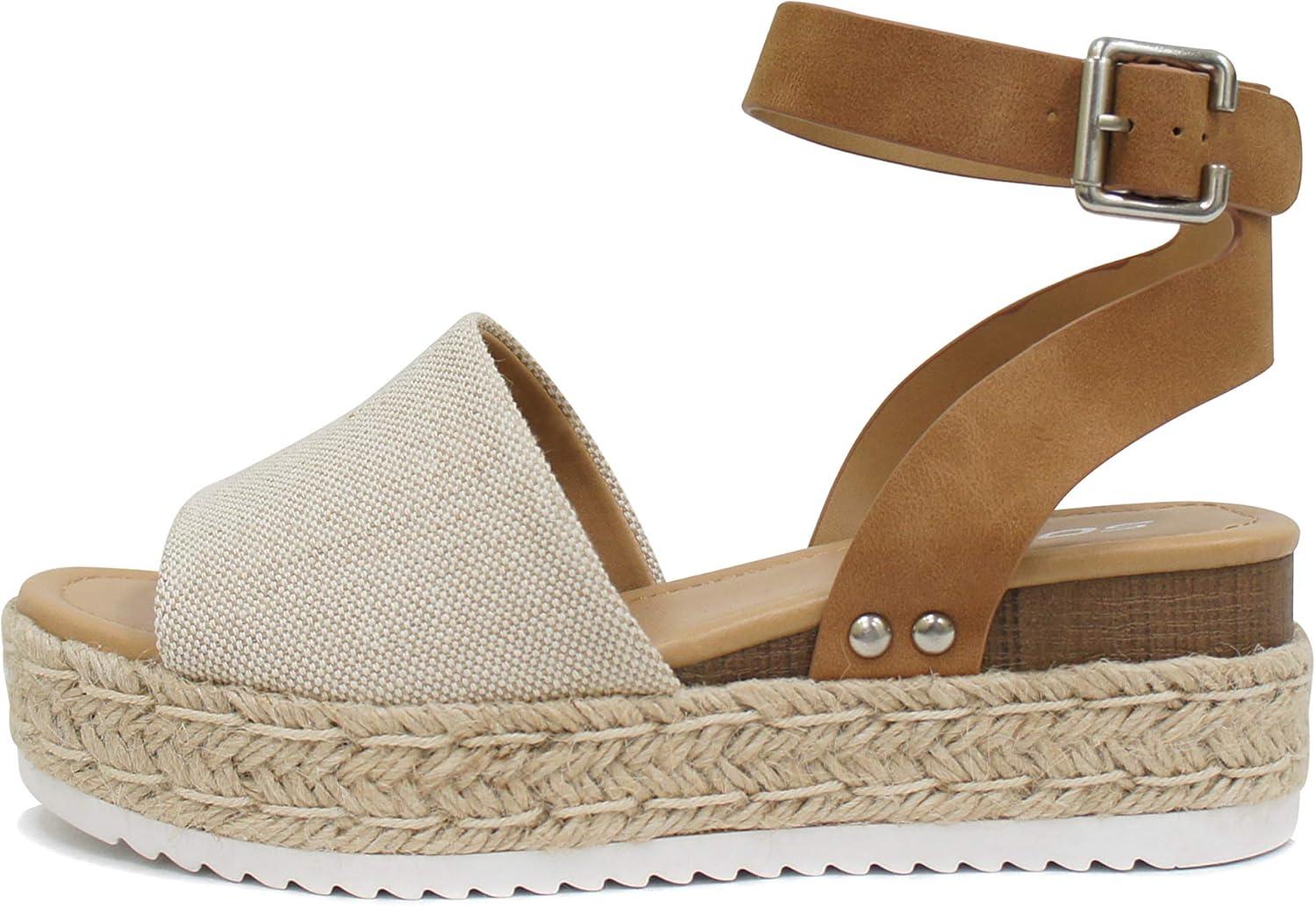imageSoda Little KidsChildrenGirls TopicIIS Espadrille Flatform Wedge Open Toe SandalsBeige Tan