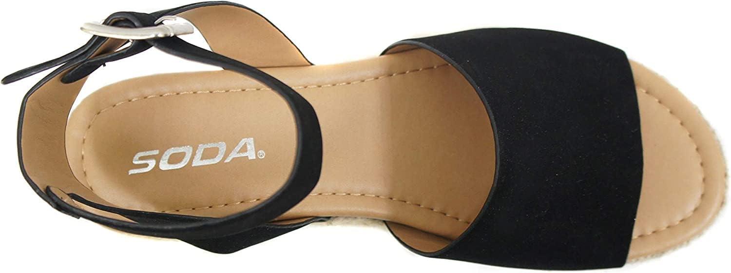 imageSoda Little KidsChildrenGirls TopicIIS Espadrille Flatform Wedge Open Toe SandalsBlack Nubuck