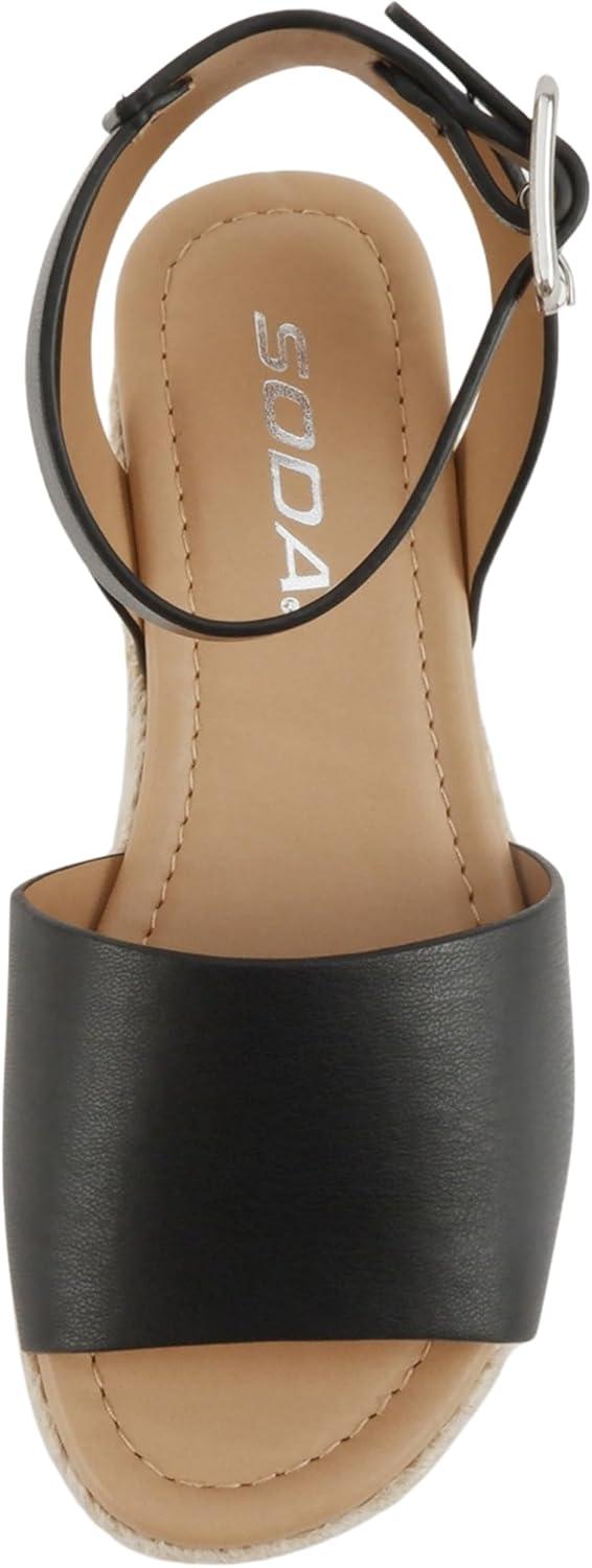 imageSoda Little KidsChildrenGirls TopicIIS Espadrille Flatform Wedge Open Toe SandalsBlack Pu