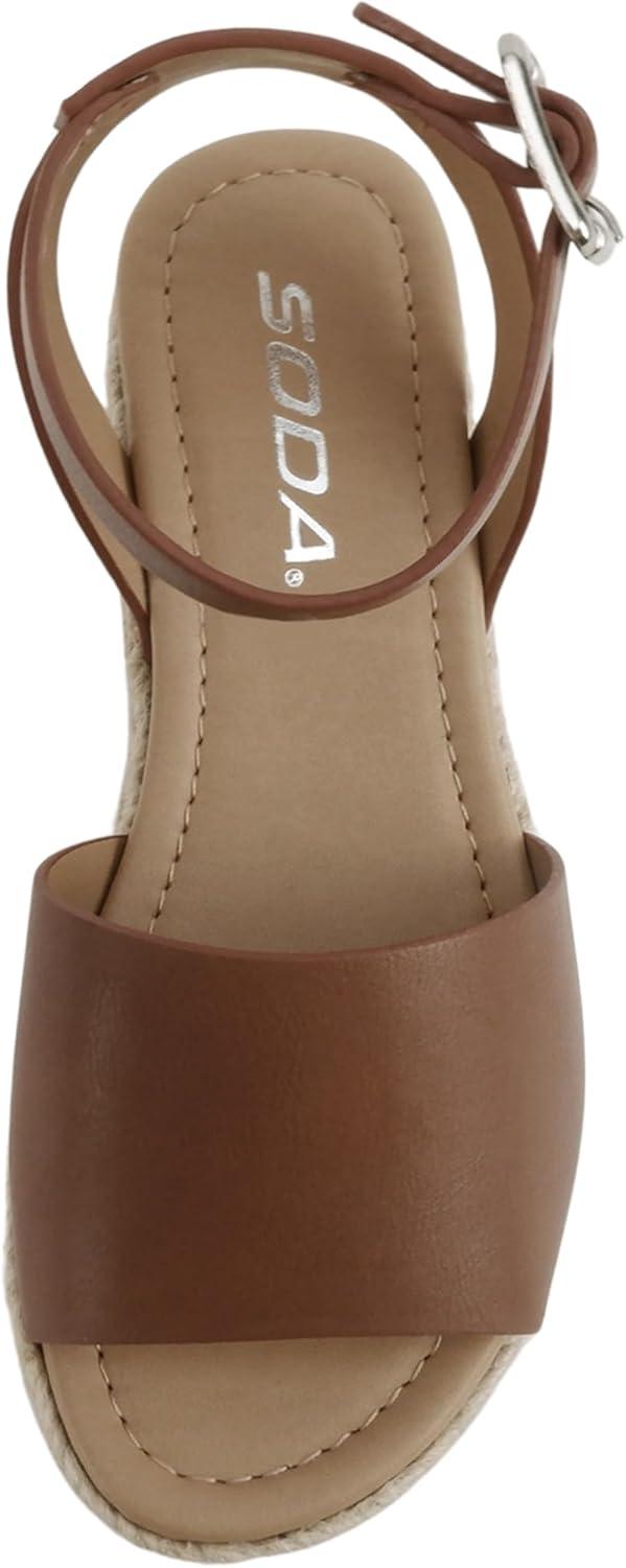 imageSoda Little KidsChildrenGirls TopicIIS Espadrille Flatform Wedge Open Toe SandalsCognac Pu