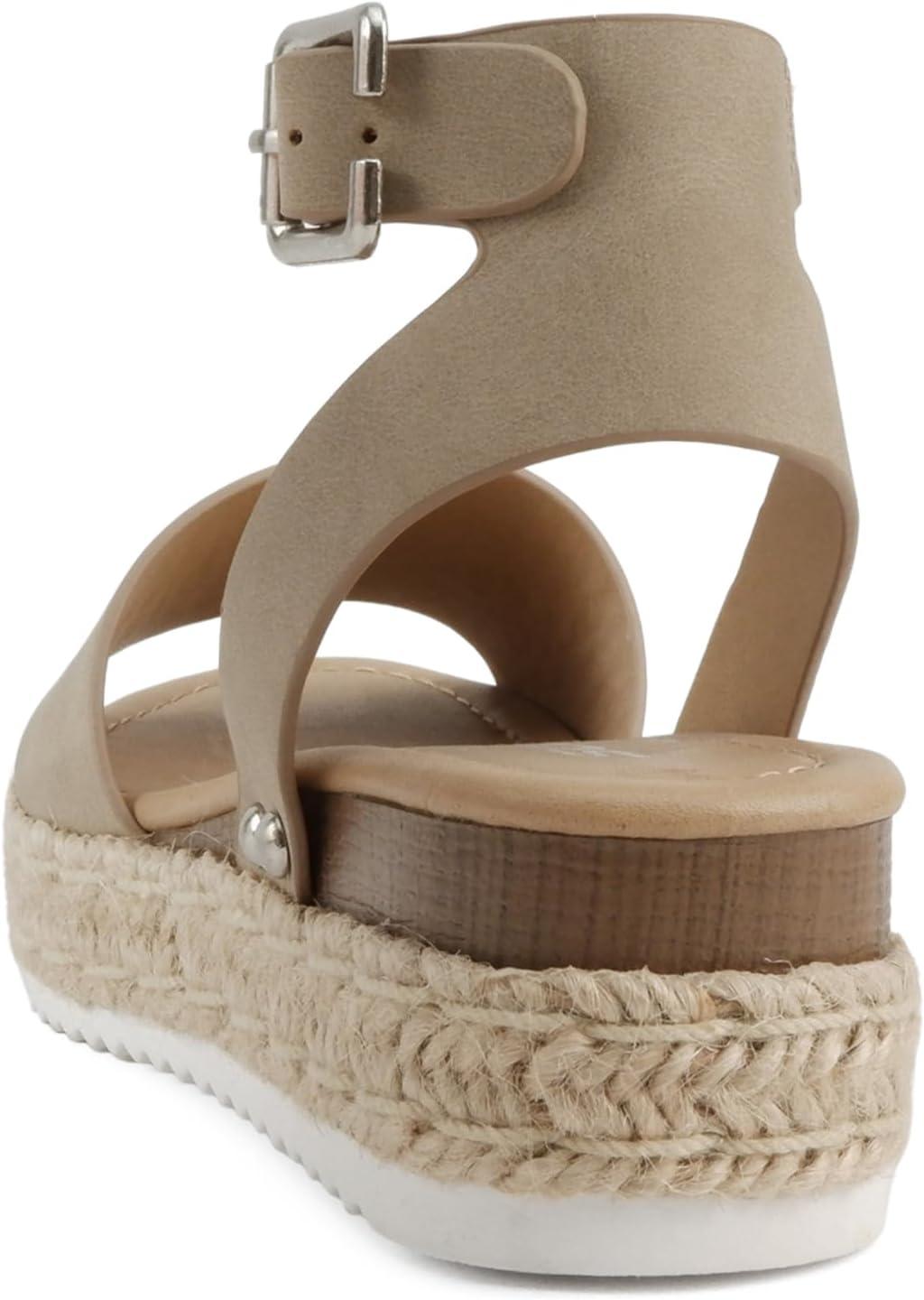 imageSoda Little KidsChildrenGirls TopicIIS Espadrille Flatform Wedge Open Toe SandalsDark Natural