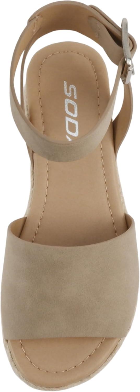 imageSoda Little KidsChildrenGirls TopicIIS Espadrille Flatform Wedge Open Toe SandalsDark Natural