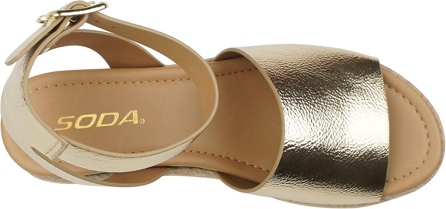imageSoda Little KidsChildrenGirls TopicIIS Espadrille Flatform Wedge Open Toe SandalsGold