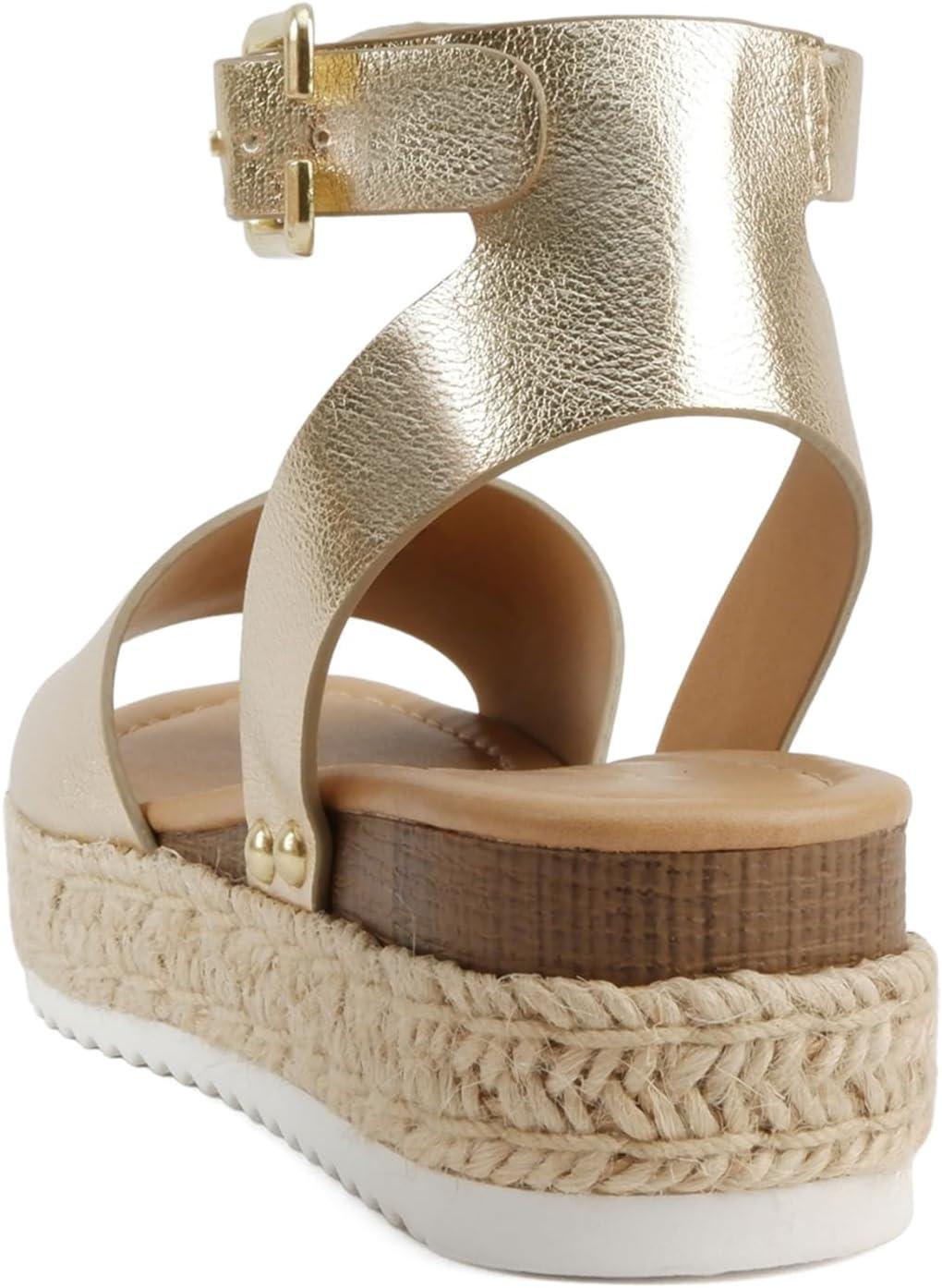 imageSoda Little KidsChildrenGirls TopicIIS Espadrille Flatform Wedge Open Toe SandalsGold Pu