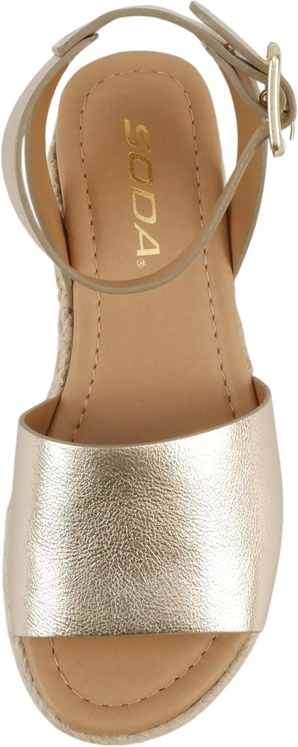 imageSoda Little KidsChildrenGirls TopicIIS Espadrille Flatform Wedge Open Toe SandalsGold Pu