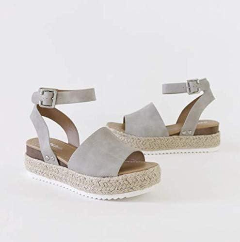 imageSoda Little KidsChildrenGirls TopicIIS Espadrille Flatform Wedge Open Toe SandalsGrey